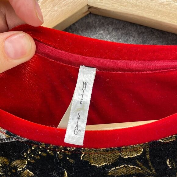 White Stag Blouse Women L Large Red Striped Crew Neck Long Sleeve Pullover - Picture 5 of 11